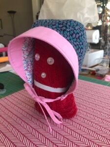 reversible hand crafted bonnet with brim