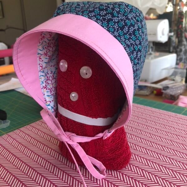 reversible hand crafted bonnet with brim