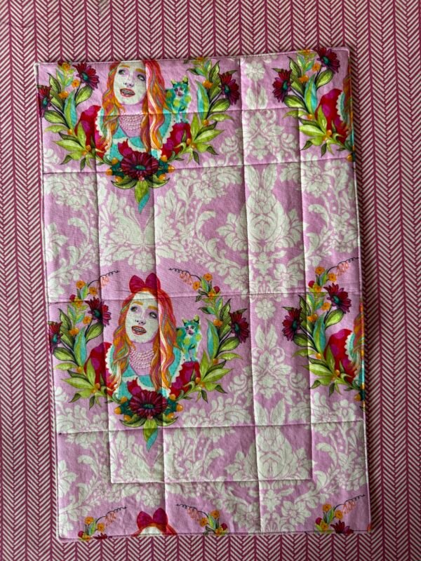 American Girl Doll Quilt from Tula Pink's Curiouser & Curiouser Collection. Back View.