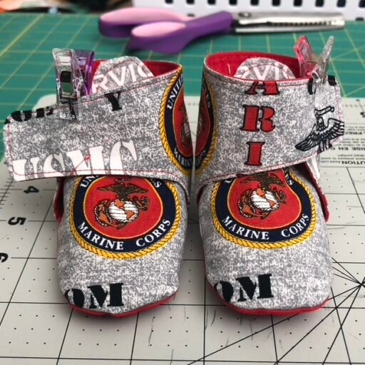 Cotton Baby Booties with Marine Corp Logo