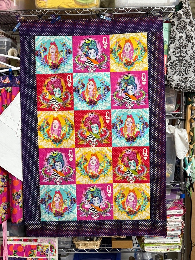 3 X 5 Quilt using 8" blocks Tula ink fabrics