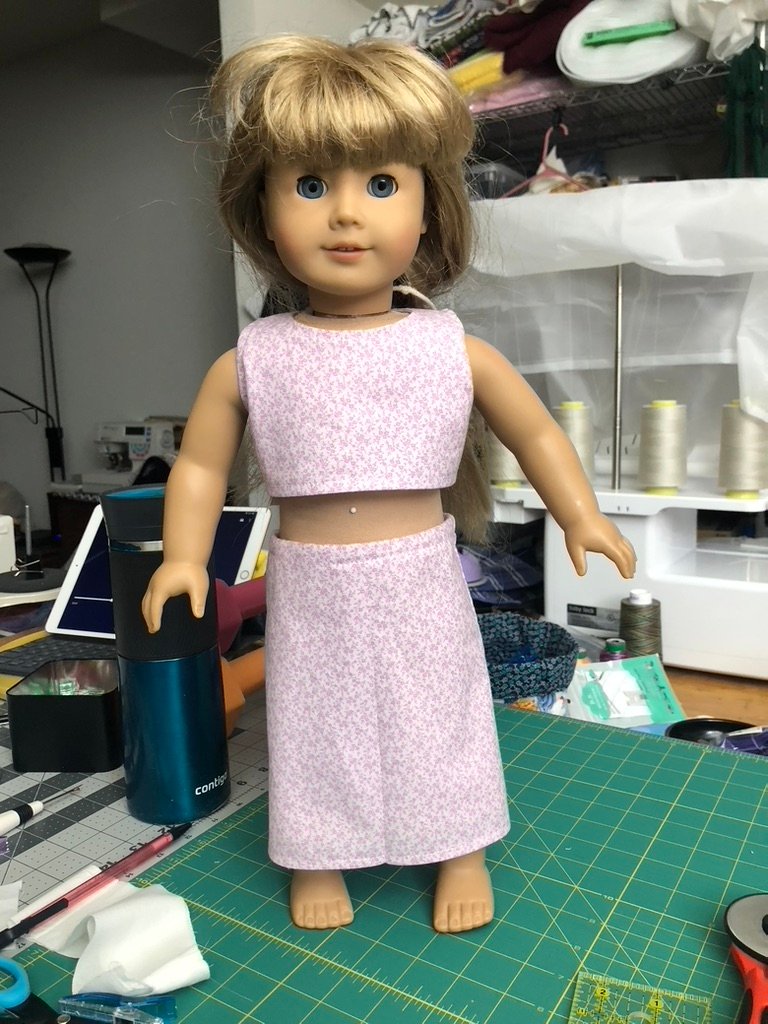 American Girl Doll in bodice and maxi skirt
